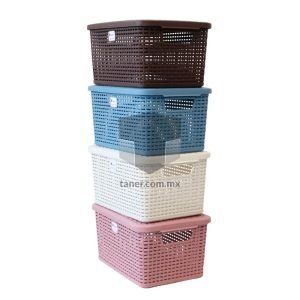 Caja Rattan Con Tapa - TANER Organizadora de Espacios CDMX y Queretaro