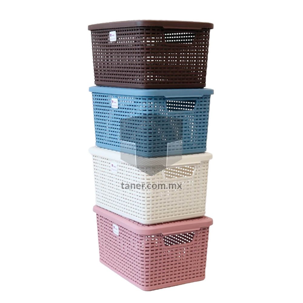 Caja Rattan Con Tapa - TANER Organizadora de Espacios CDMX y Queretaro