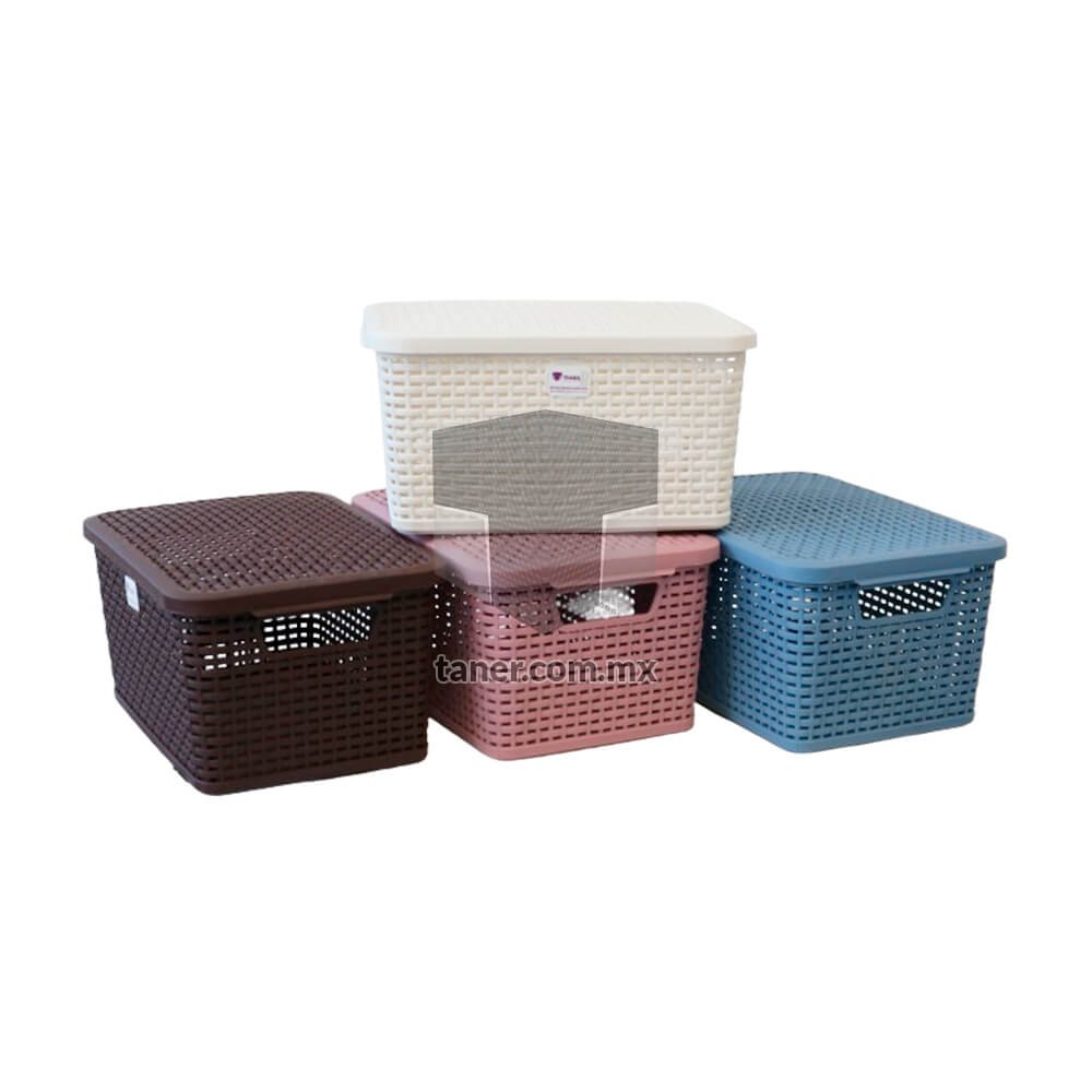 Caja Rattan Con Tapa - TANER Organizadora de Espacios CDMX y Queretaro