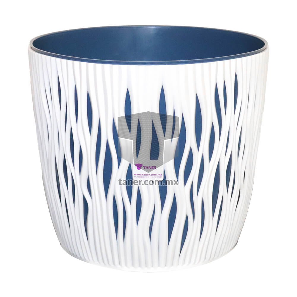 Maceta Cesped 10″ Azul-Blanco