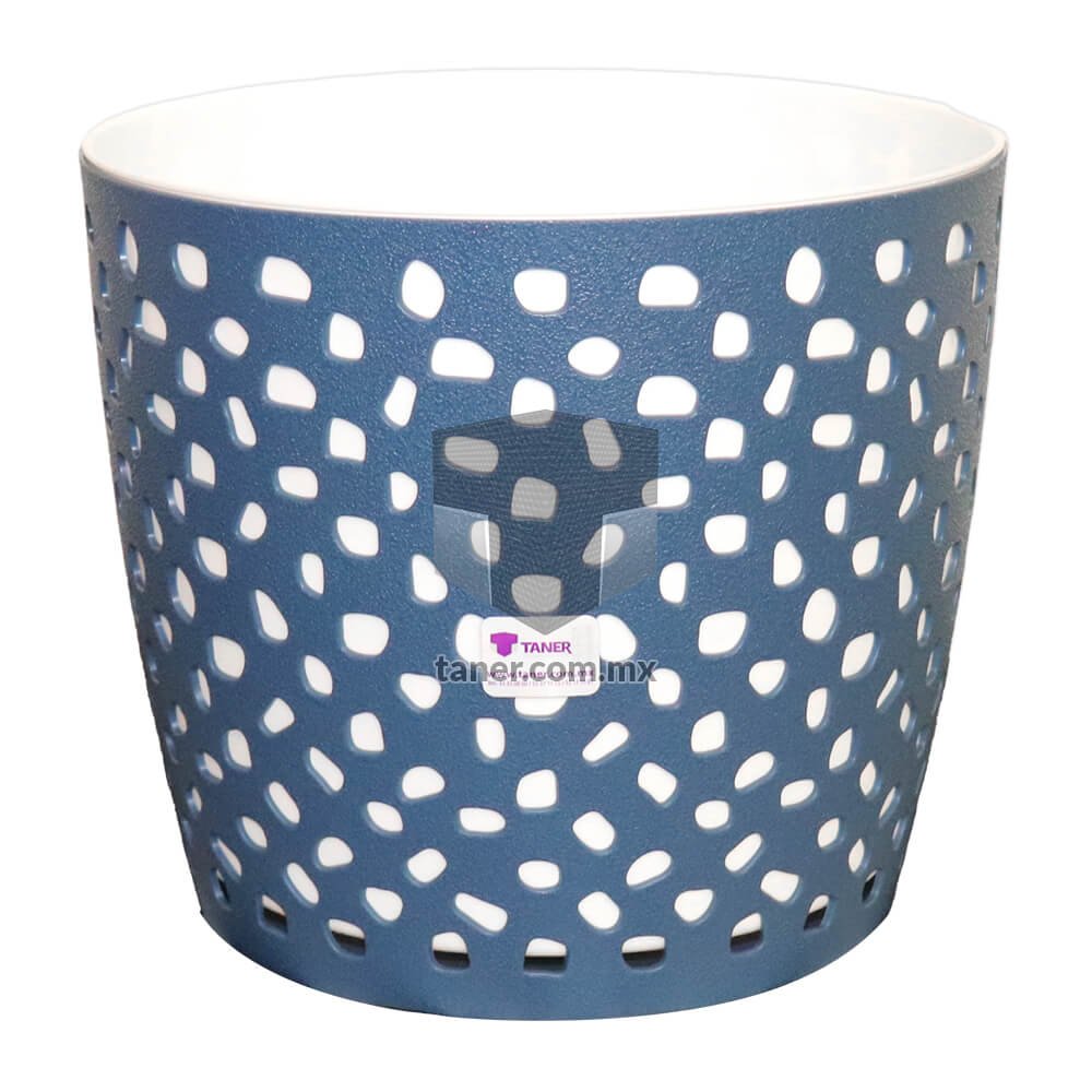 Maceta Petalos 10″ Blanco-Azul