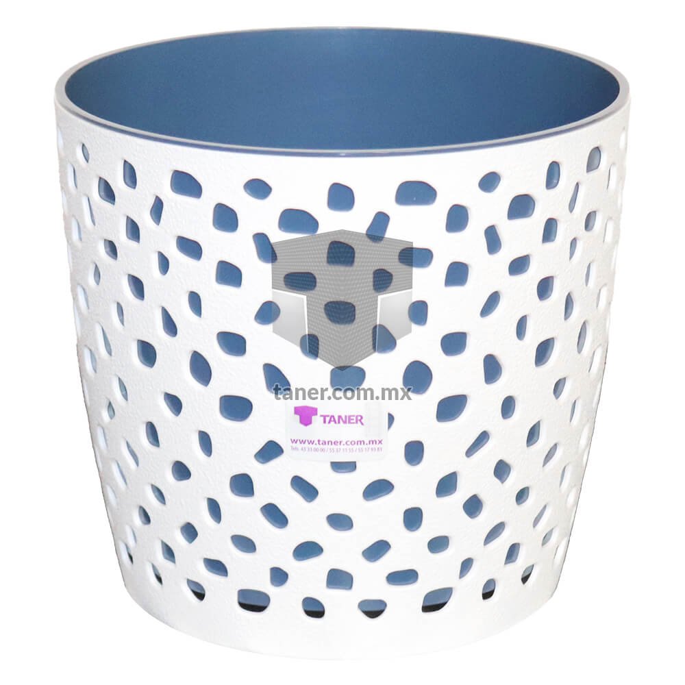 Maceta Petalos 7″ Azul-Blanco