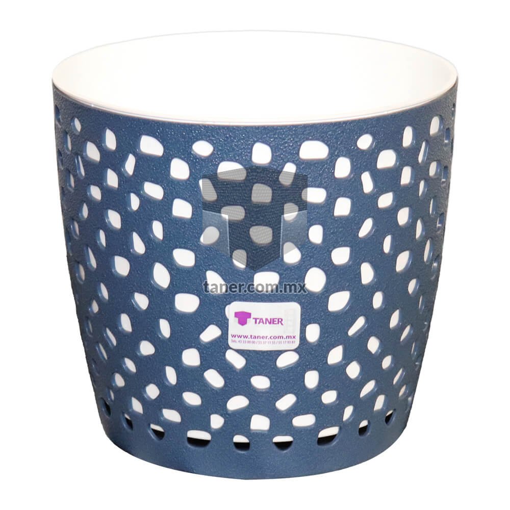 Maceta Petalos 7″ Blanco-Azul
