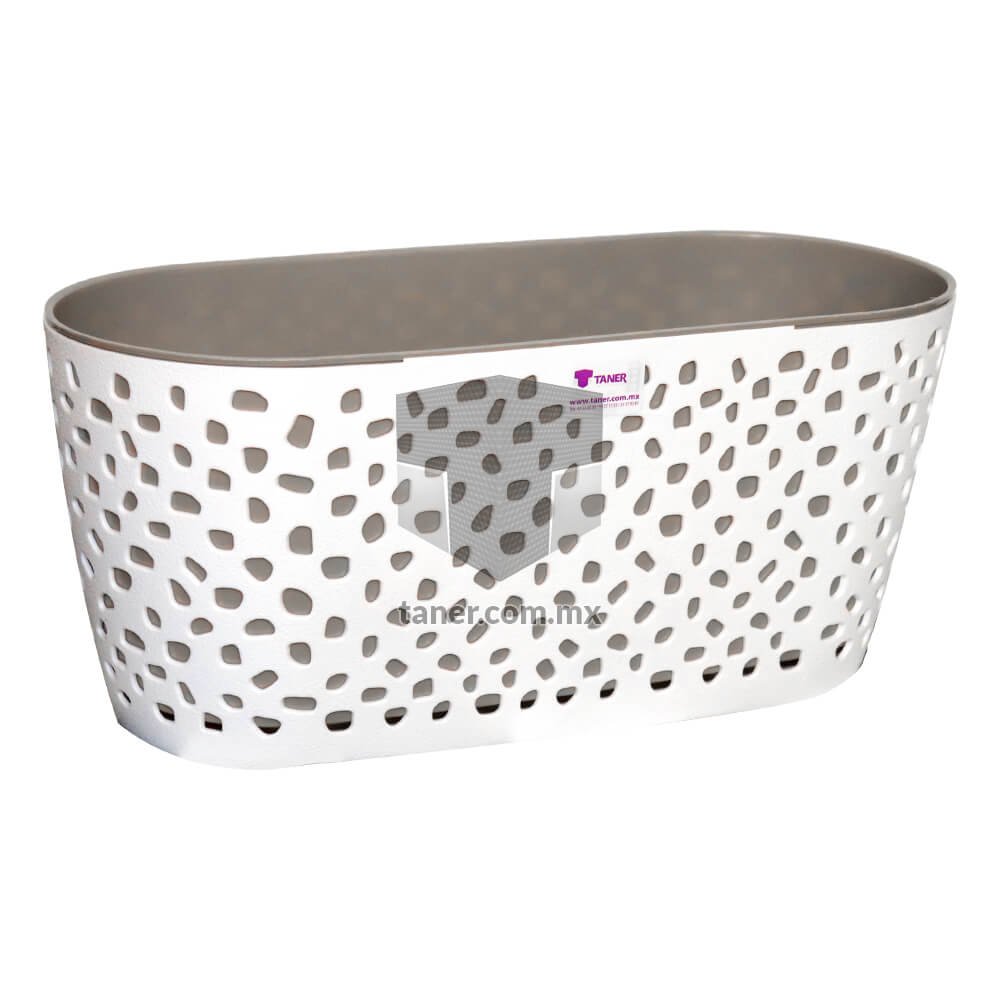 Maceta Petalos Ovalada 14″ Beige-Blanco