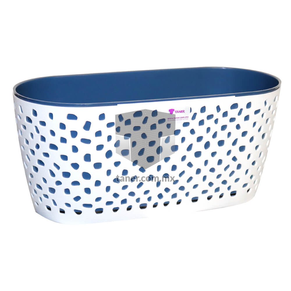 Maceta Petalos Ovalada 14″ Azul-Blanco