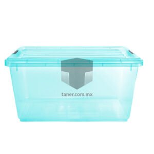 Venta de Anaqueles TANER Organizadora de Espacios CDMX y Queretaro-Contenedor Azul Transparente con Broches Negros