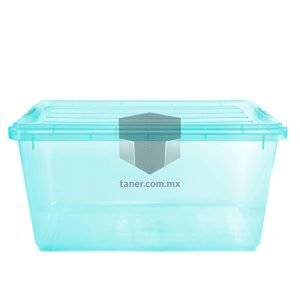 Venta de Anaqueles TANER Organizadora de Espacios CDMX y Queretaro-Contenedor Azul Transparente con Broches Azules