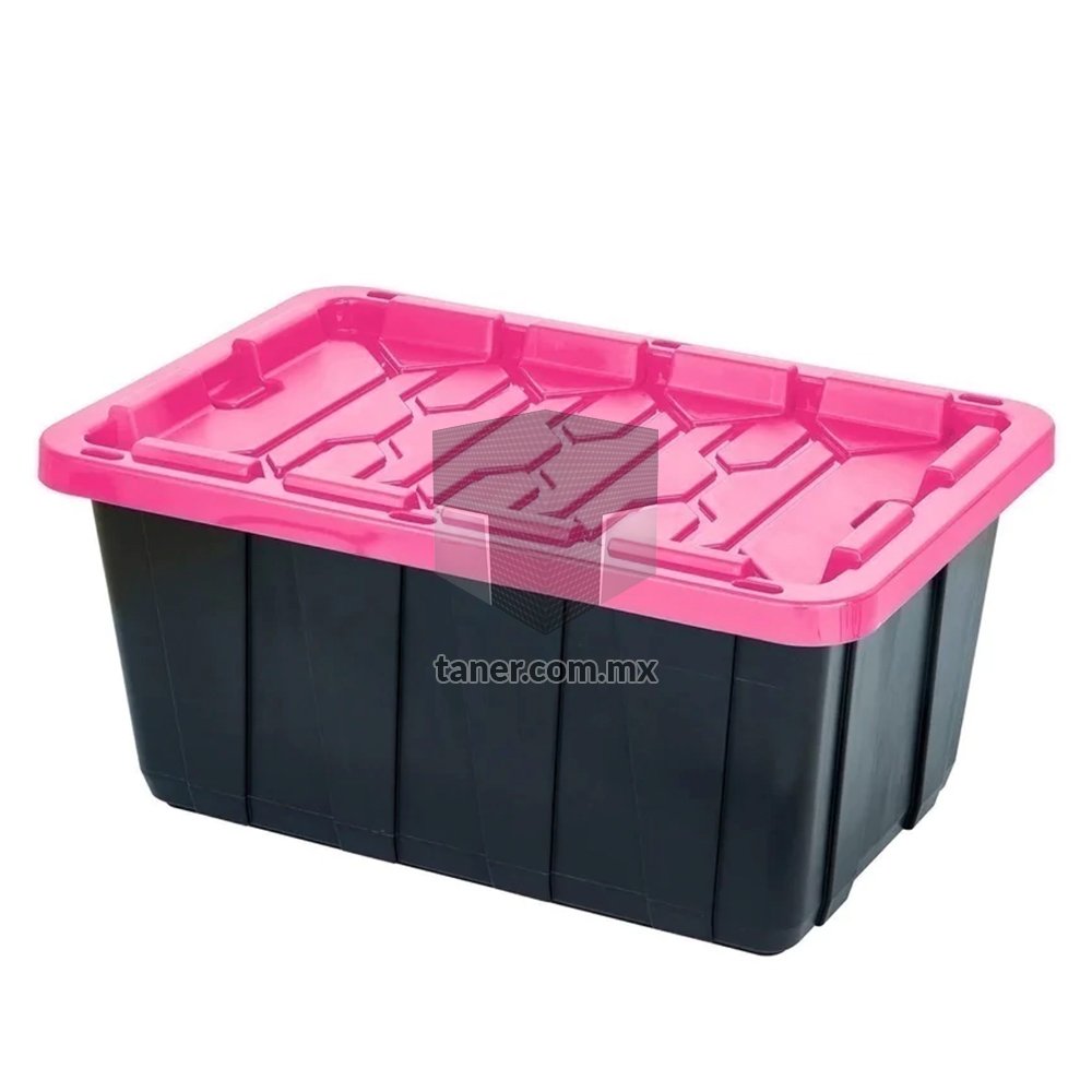 Venta de Anaqueles TANER Organizadora de Espacios CDMX y Queretaro-Contenedor Plástico Guarda Todo Tapa Rosa