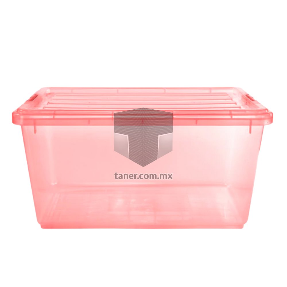Venta de Anaqueles TANER Organizadora de Espacios CDMX y Queretaro-Contenedor Salmon Transparente con Broches Salmon